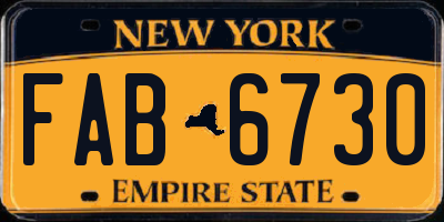 NY license plate FAB6730