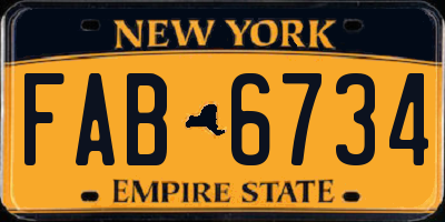 NY license plate FAB6734