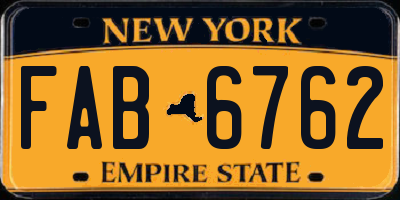 NY license plate FAB6762