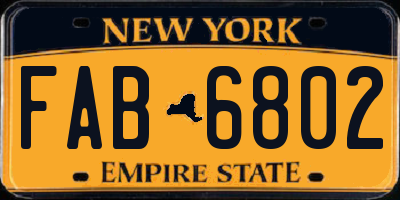 NY license plate FAB6802