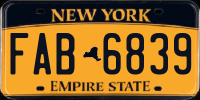 NY license plate FAB6839