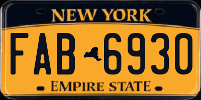 NY license plate FAB6930
