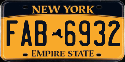 NY license plate FAB6932