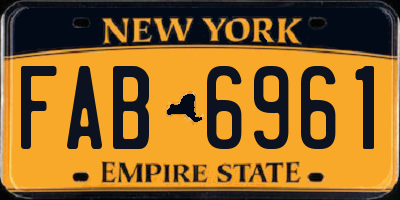 NY license plate FAB6961
