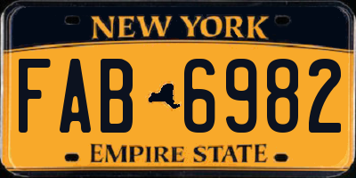 NY license plate FAB6982