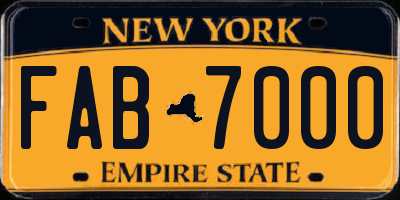 NY license plate FAB7000