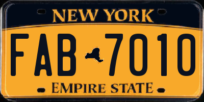 NY license plate FAB7010