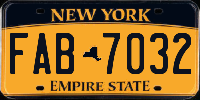 NY license plate FAB7032