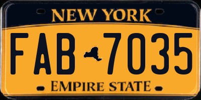 NY license plate FAB7035