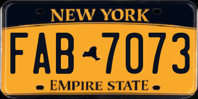 NY license plate FAB7073