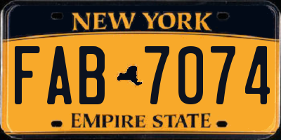 NY license plate FAB7074