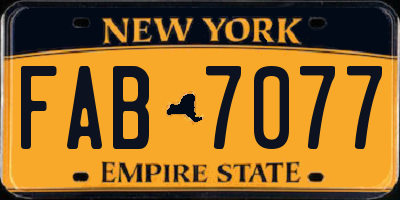 NY license plate FAB7077