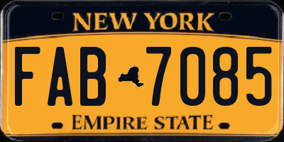 NY license plate FAB7085