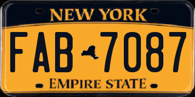 NY license plate FAB7087