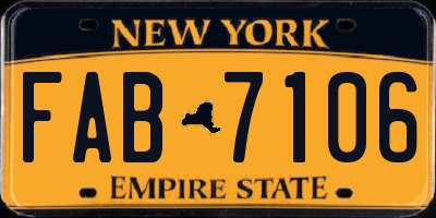 NY license plate FAB7106