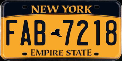 NY license plate FAB7218