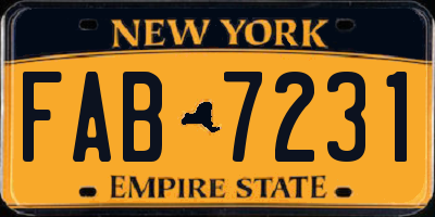 NY license plate FAB7231