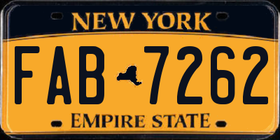 NY license plate FAB7262