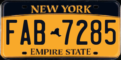 NY license plate FAB7285