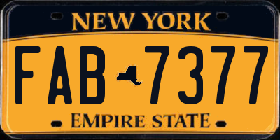 NY license plate FAB7377