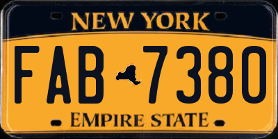 NY license plate FAB7380
