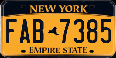 NY license plate FAB7385