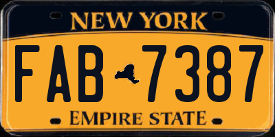 NY license plate FAB7387