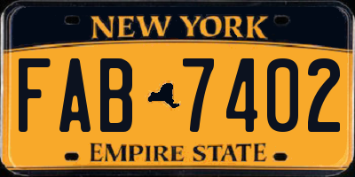 NY license plate FAB7402