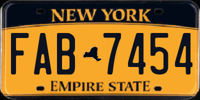 NY license plate FAB7454