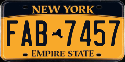 NY license plate FAB7457