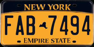 NY license plate FAB7494