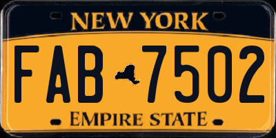 NY license plate FAB7502