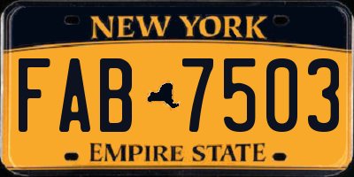 NY license plate FAB7503