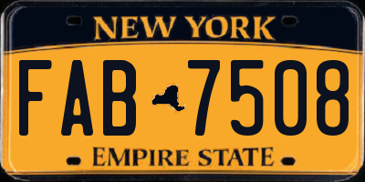 NY license plate FAB7508