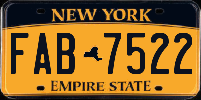 NY license plate FAB7522