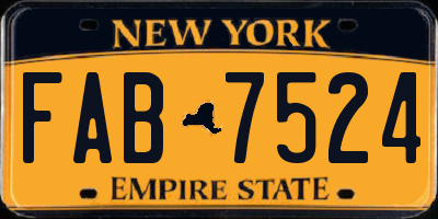 NY license plate FAB7524