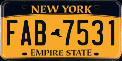 NY license plate FAB7531