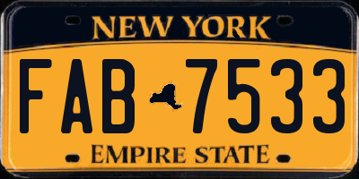 NY license plate FAB7533