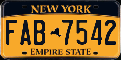 NY license plate FAB7542