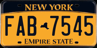 NY license plate FAB7545