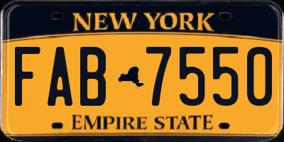 NY license plate FAB7550