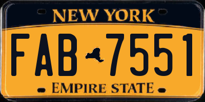 NY license plate FAB7551