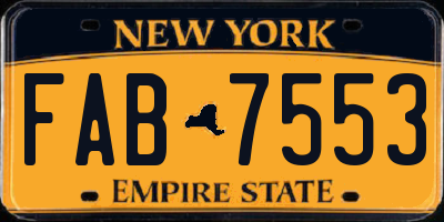 NY license plate FAB7553