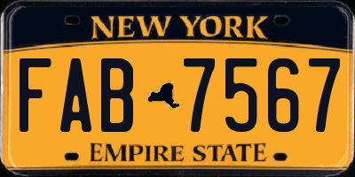 NY license plate FAB7567