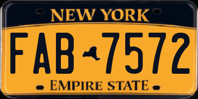 NY license plate FAB7572