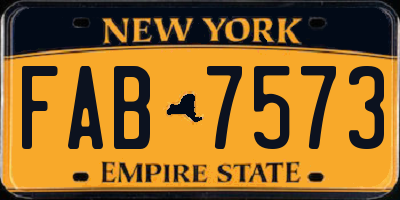 NY license plate FAB7573