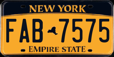 NY license plate FAB7575