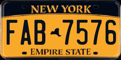 NY license plate FAB7576