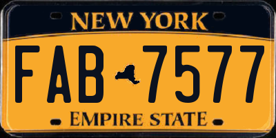 NY license plate FAB7577