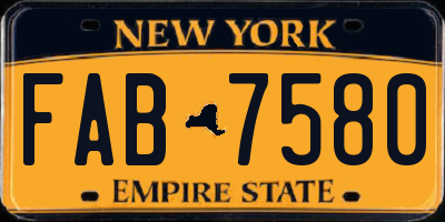 NY license plate FAB7580